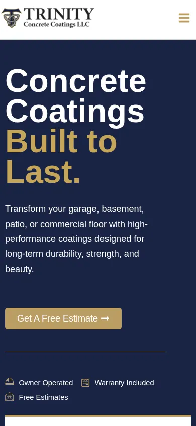 Trinity Concrete Coatings mobile website design