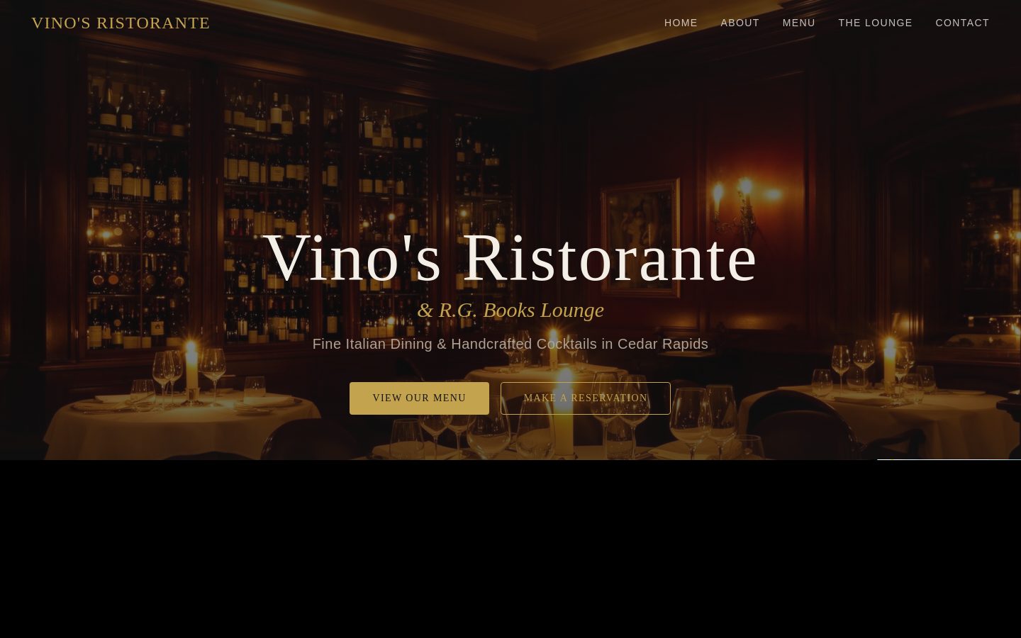 Vino's Ristorante & R.G. Books Lounge website mockup