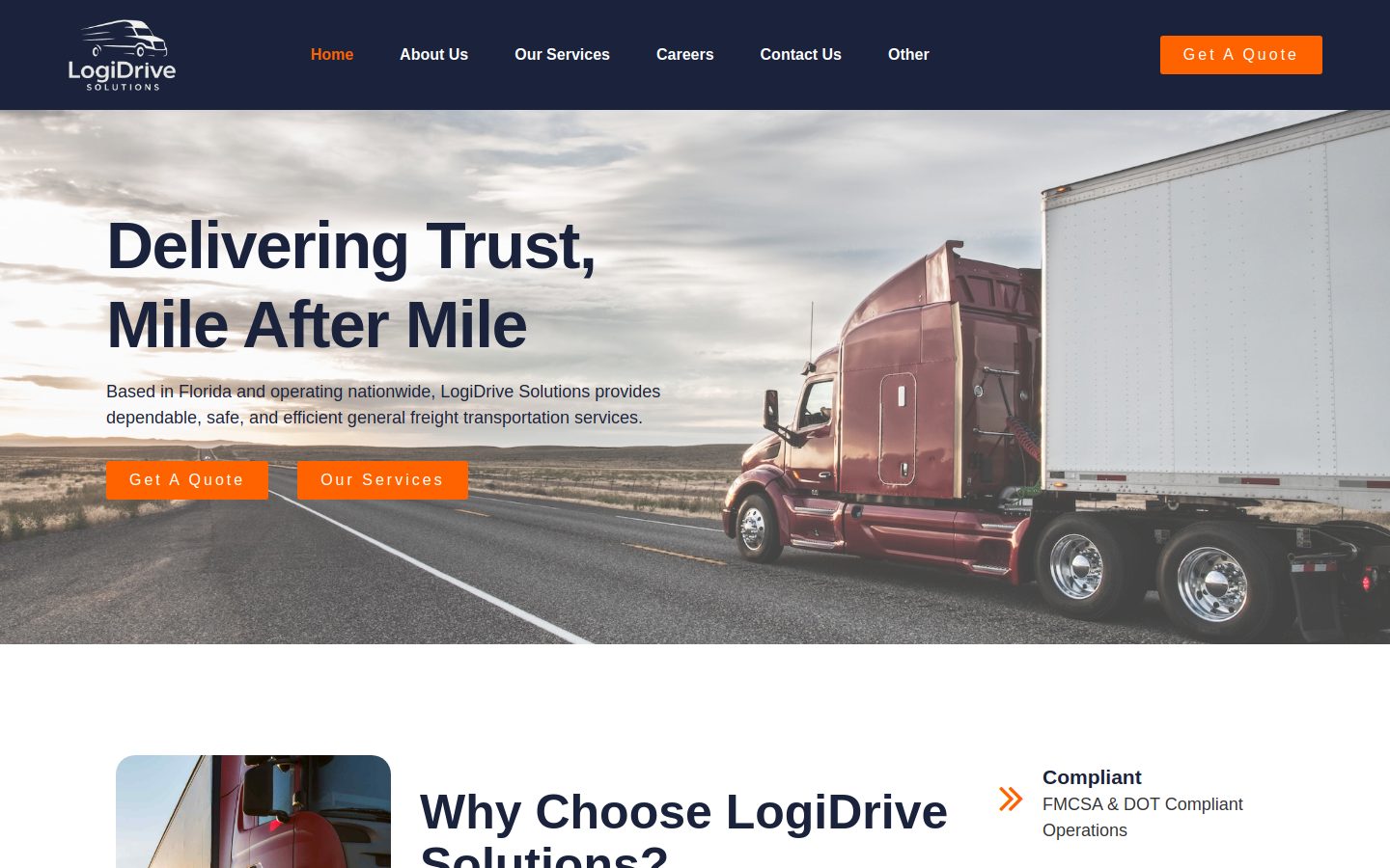 LogiDrive Solutions website mockup