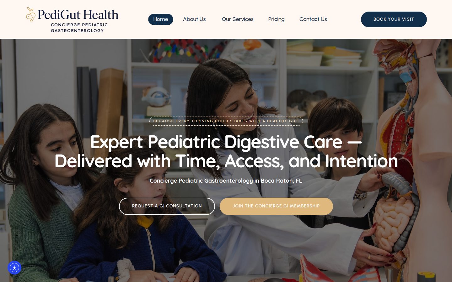 PediGut Health website mockup