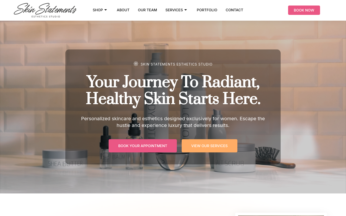 Skin Statements Esthetics Studio website